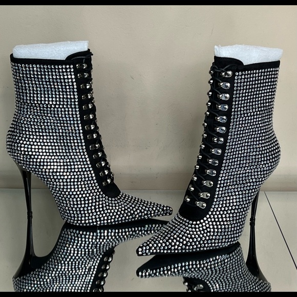 Jeffrey Campbell Rhinestone Suede Heeled Bootie - Picture 2 of 12